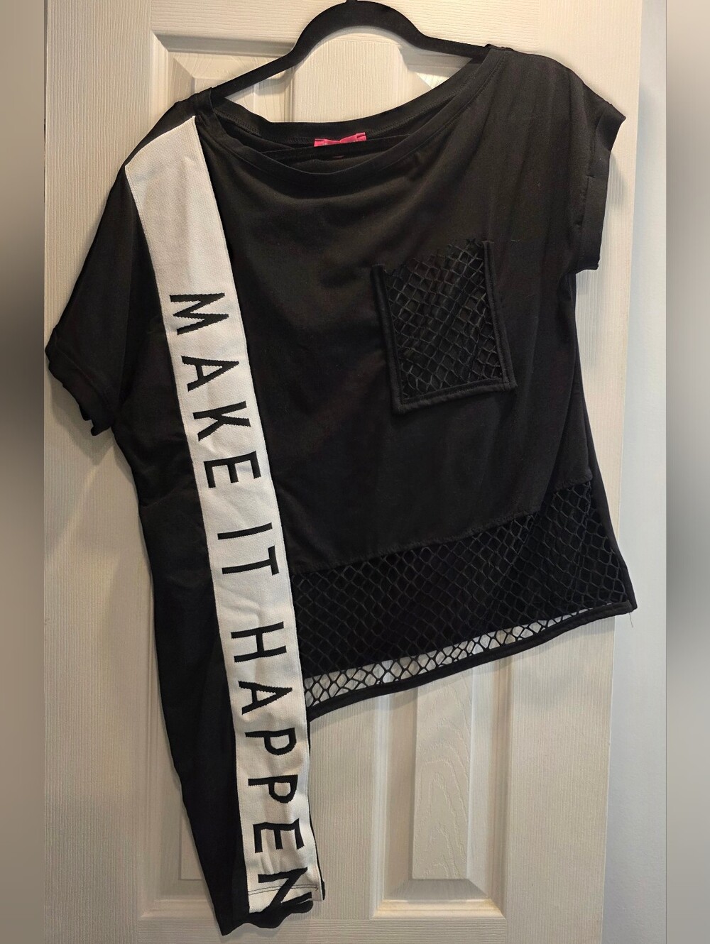 Women’s Black Graphic Mesh Accent Top - MAKE IT HAPPEN